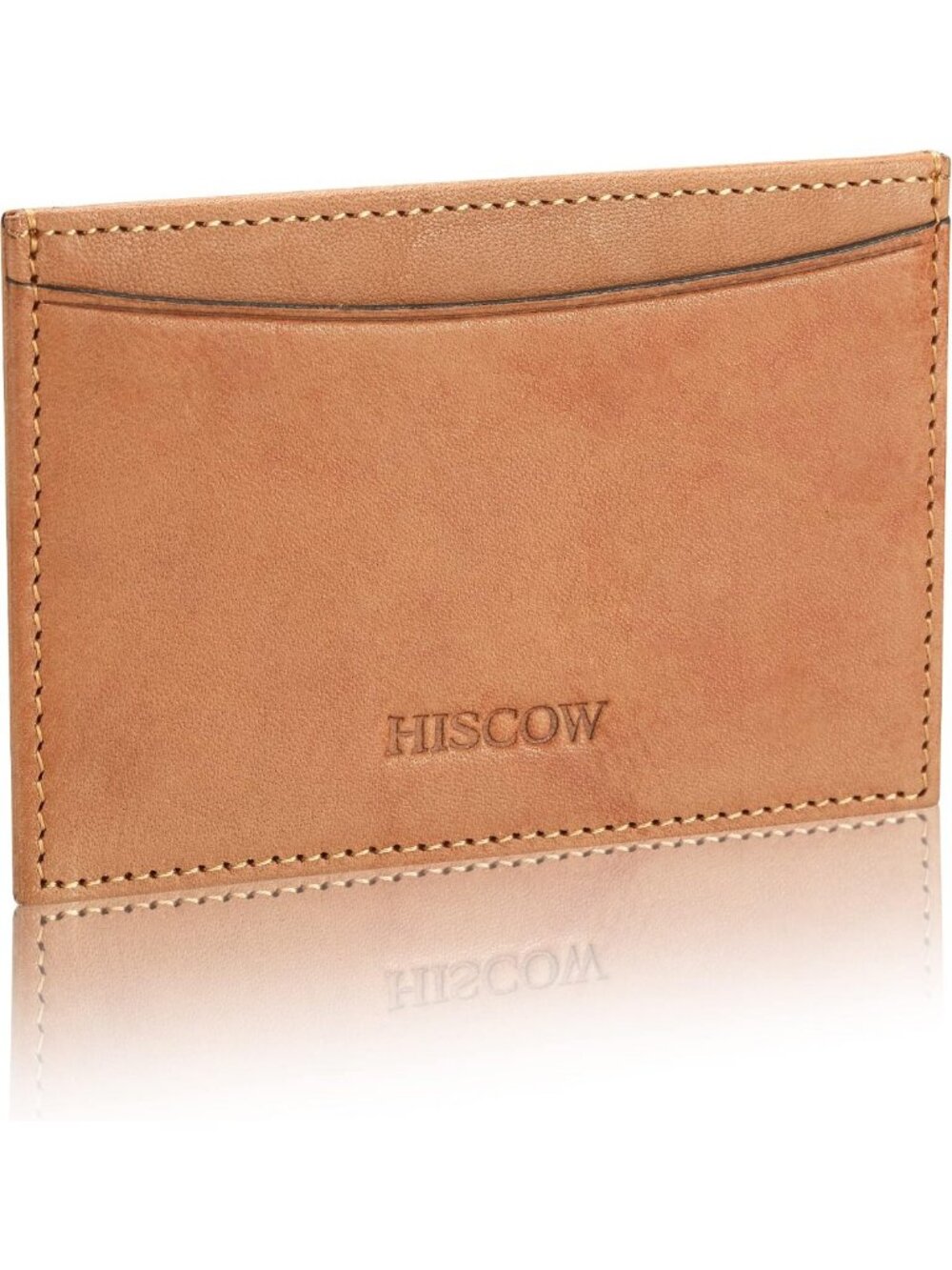 Slim Full Grain Leather Front Pocket Card Holder - Aniline Tan, Minimalist